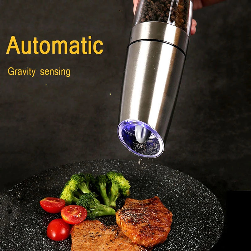 ⚡ Electric Gravity Salt & Pepper Grinder – Adjustable Coarseness